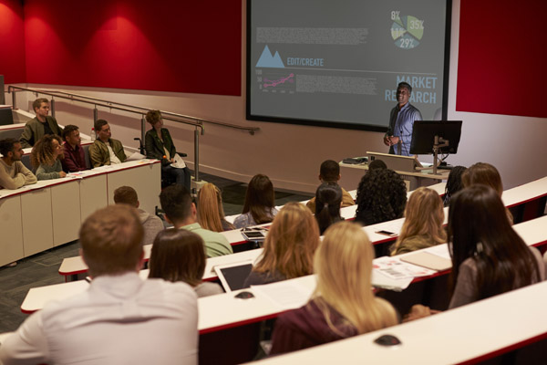 Students at a university lecture