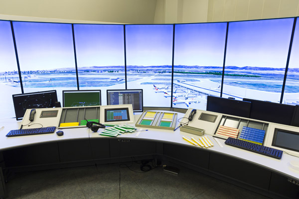 LCD video wall in airport control room