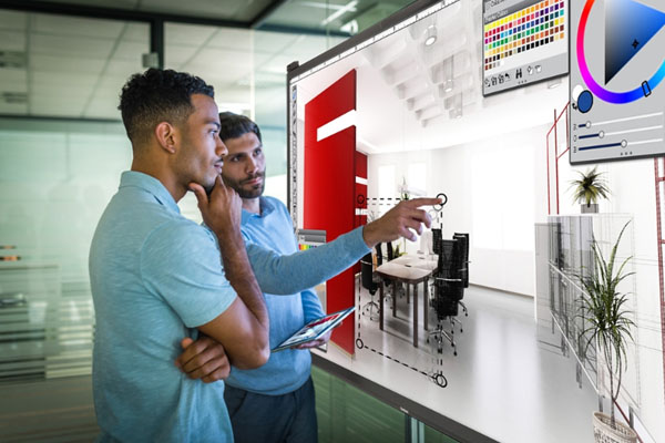 Two Men At Interactive Touchscreen